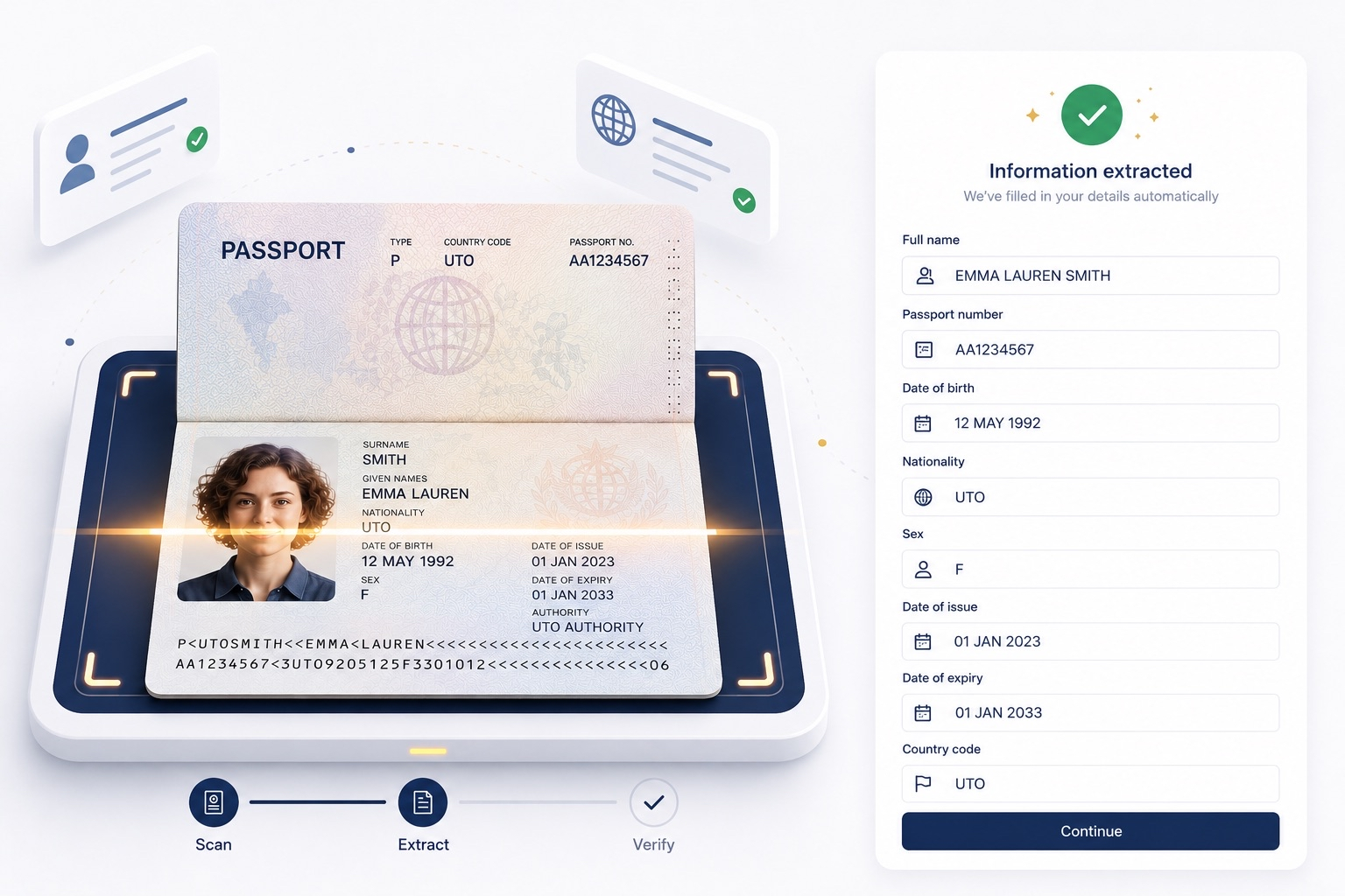Intelligent document scan and data extraction workflow screen