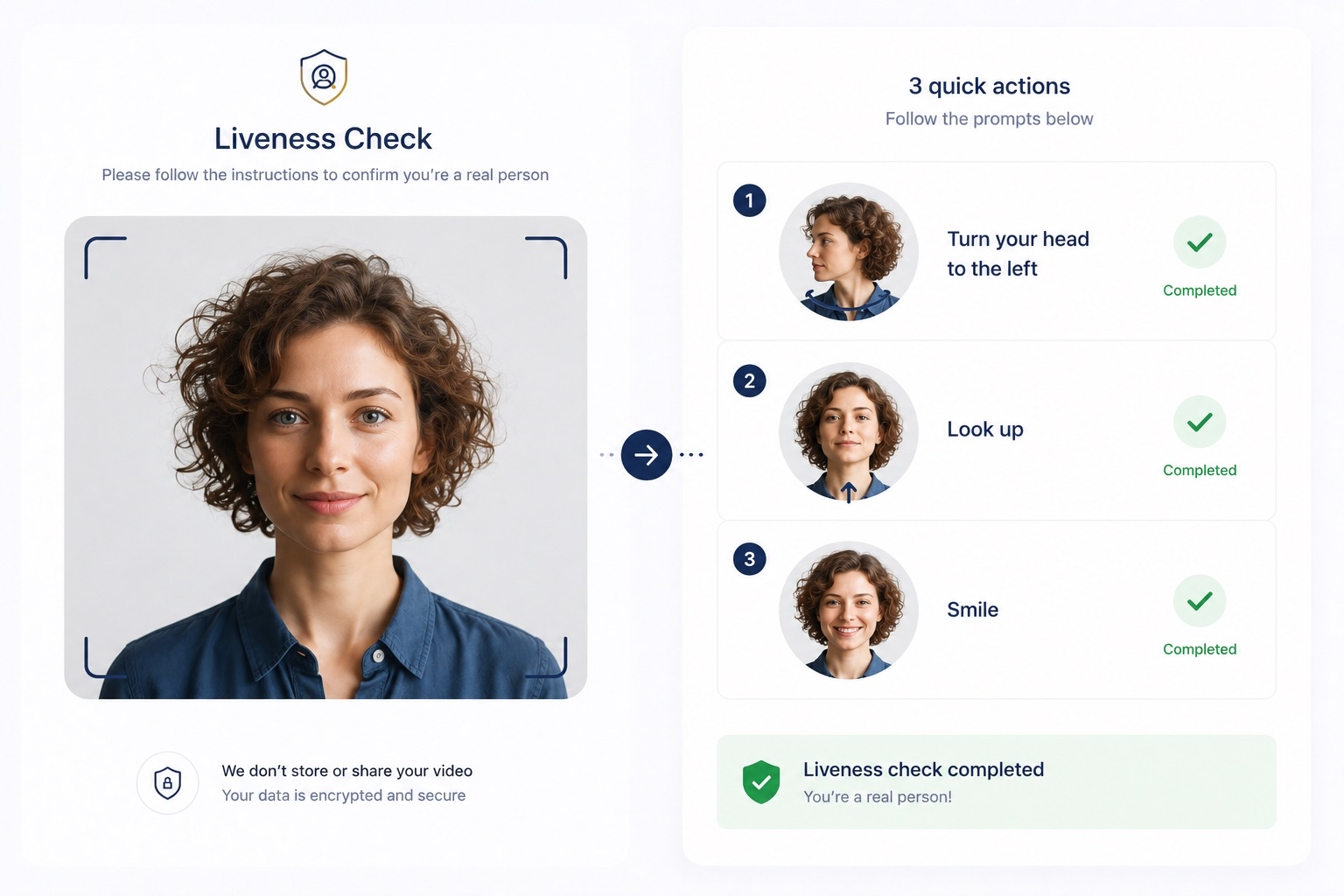 Liveness check workflow screen